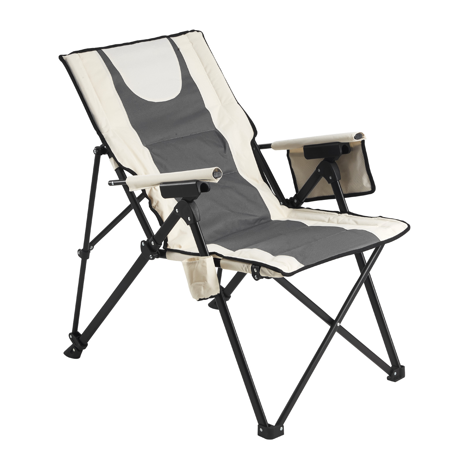 Folding Camping Chair With Headrest And Armrests Outdoor Seat_voghion.com